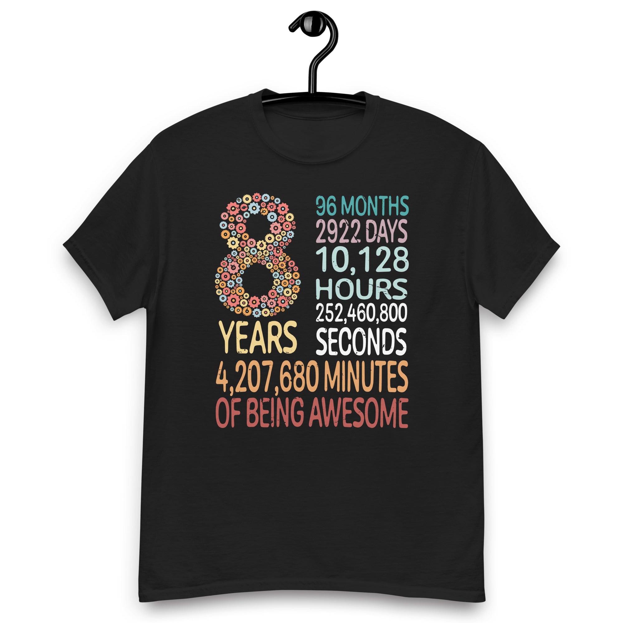 8-years-96-months-of-being-awesome-8th-birthday-countdown-unisex-classic-tee